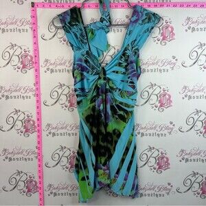 Pretty Woman- Turquoise & Green Floral Halter tank top or mini  Dress tropical